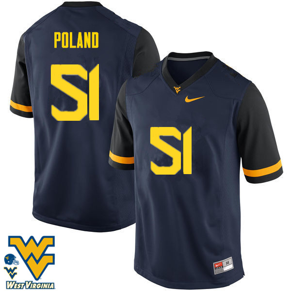 Men #51 Kyle Poland West Virginia Mountaineers College Football Jerseys-Navy - Click Image to Close